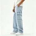 thumbnail image 7 of Cethrio Teen Boys Cargo Jeans, Casual Relaxed Fit Straight Leg School Denim Pants with Pockets Light Blue Size 12-13 T, 7 of 7
