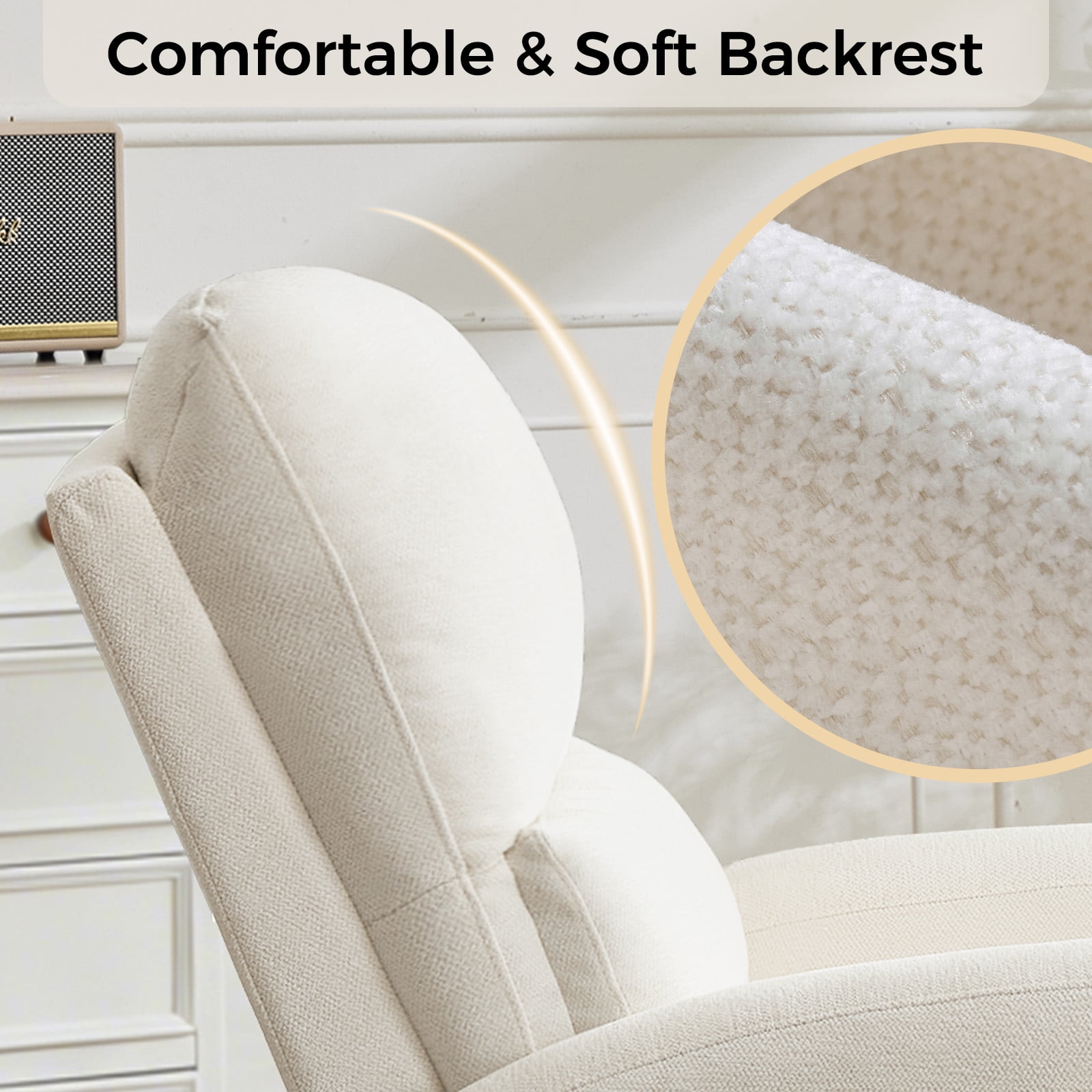 Aemeios Power Recliner Swivel Rocker Glider Chair Chenille Nursery Recliner, White