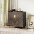 thumbnail image 2 of Accent Storage Cabinet with Doors, Vintage Tobacco Wood Grain Bar Cabinet Buffet Cabinet with Storage for Living Room, Hallway, Bedroom, Brown Mix, 2 of 7