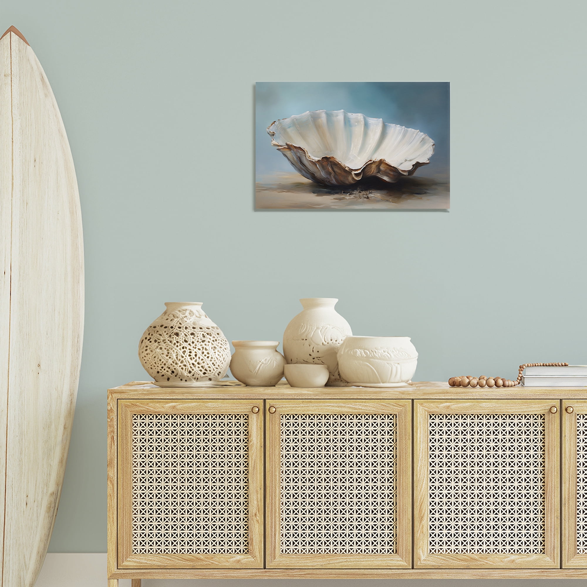 Stupell Industries Neutral Beach Seashell Nautical & Beach Painting Wrapped Canvas Art Print Wall Art, 24 x 16