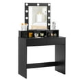 Reettic LED Vanity Table with Lighted Mirror, Makeup Desk Set with 2