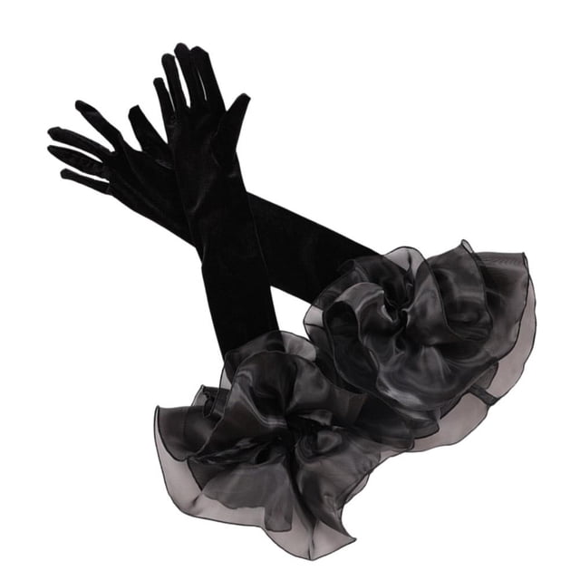 Gants Longs en Velours pour Femmes Mariage Soirée Costume Bal A5P0