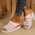 thumbnail image 2 of Women's Crochet Peep Toe Wedge Heeled Mules, Plus Size Comfortable Wedge Heel Shoes for Spring Summer Beach Wear, 2 of 10
