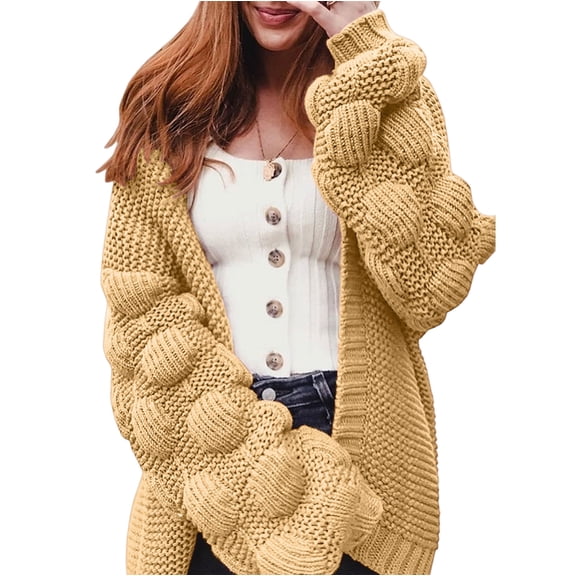 Yokua Plus size women's cardigan sweater autumn thick knitted sweater