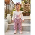 thumbnail image 5 of Loicainy Infant Baby Girl Fall Clothes Set 3 6 9 12 Months Ribbed Romper Floral Corduroy Pants Bow Headband Outfits, 5 of 9