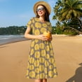 thumbnail image 4 of Naloa Sunflower Print Womens Summer A-Line Dress with Pockets,Short Sleeve Dresses,Flowy Beach Swing Dress for Vacation Travel, 4 of 6
