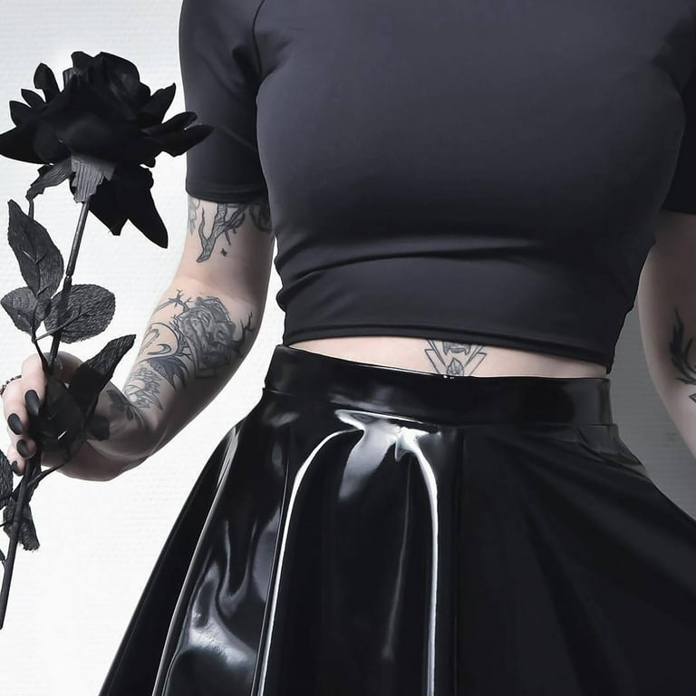 HSMQHJWE Black Circle Skirt Leather Skirts For Women Mini HSMQHJWE Black Circle Skirt Leather Skirts For Women Mini