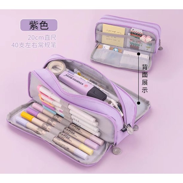 Estuche de lápices de gran capacidad para estudiantes, suministros escolares Kawaii, bolsa de almacenamiento de lápices, caja de bolígrafos grande, papelería