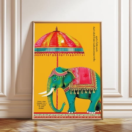 Indian Elephant Rajasthani Cultural Wall Art Print, Unframed Paper Poster 8x10in