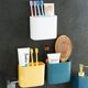 thumbnail image 5 of Nvzi Estante de almacenamiento de pared para baño de 3 piezas, fregadero doméstico, peine, pasta de dientes, estante de almacenamiento para baño (azul, blanco, amarillo), 5 of 5