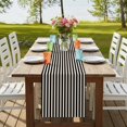 thumbnail image 4 of Black Striped 120 Inch Table Runner, Modern Simple Farmhouse Beige Vintage Farmhouse Dresser Scarf Cotton & Linen Tablerunner for Dining/Kitchen Island/Holiday Party Décor 13" x 120", 4 of 9