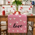 thumbnail image 6 of Wadada Valentine's Day Pink Table Runner, Pink Love Hearts Scarf Kitchen Dining Table Decor, Wedding Anniversary Holiday Burlap Home Decoration Indoor Outdoor Party Supply 13x71 Inches, 6 of 6