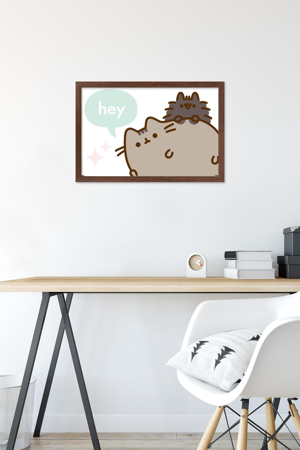 Pusheen - Hey Wall Poster, 14.725" x 22.375" Framed