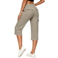 thumbnail image 3 of VBVC Women's Button Fly Cargo Capri PantsLightweight Cropped Jogger Trousers For Women,Ladies Summer Outdoor Sweatpants with Multi Pockets,Khaki,S-3XL, 3 of 9