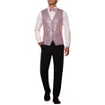 thumbnail image 2 of INSPIRE CHIC Men's Disco Shiny Sequin Vest Suit Waistcoat Set with Bow Tie 2XL Pink, 2 of 6