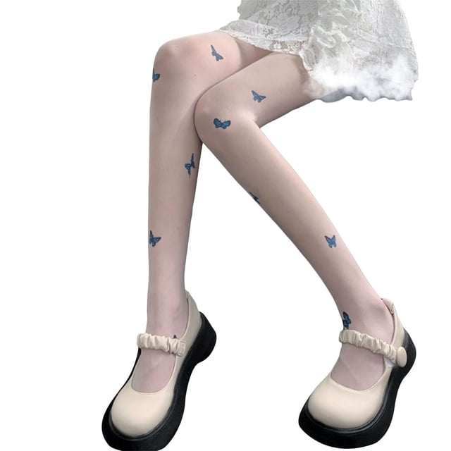 Gupgi Collants Transparents à Papillons pour Femmes, Bas Cuisse d'Été