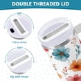 thumbnail image 5 of 40 oz Insulated Stainless Steel Tumbler Double Wall Stainless Steel Tumbler with 2-Way Drinking Pastel Watercolor Floral Pattern, 5 of 9