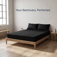 thumbnail image 2 of Unique Bargains Fitted Sheet Solid Cotton Bed Sheets Breathable for Sleep Black 39"x74.8", 2 of 5