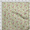 thumbnail image 3 of oneOone Polyester Lycra Fabric Stripe|Watercolor Leaves & Peony Floral_Printed Fabric 1 Yard 56 Inch Wide, 3 of 4