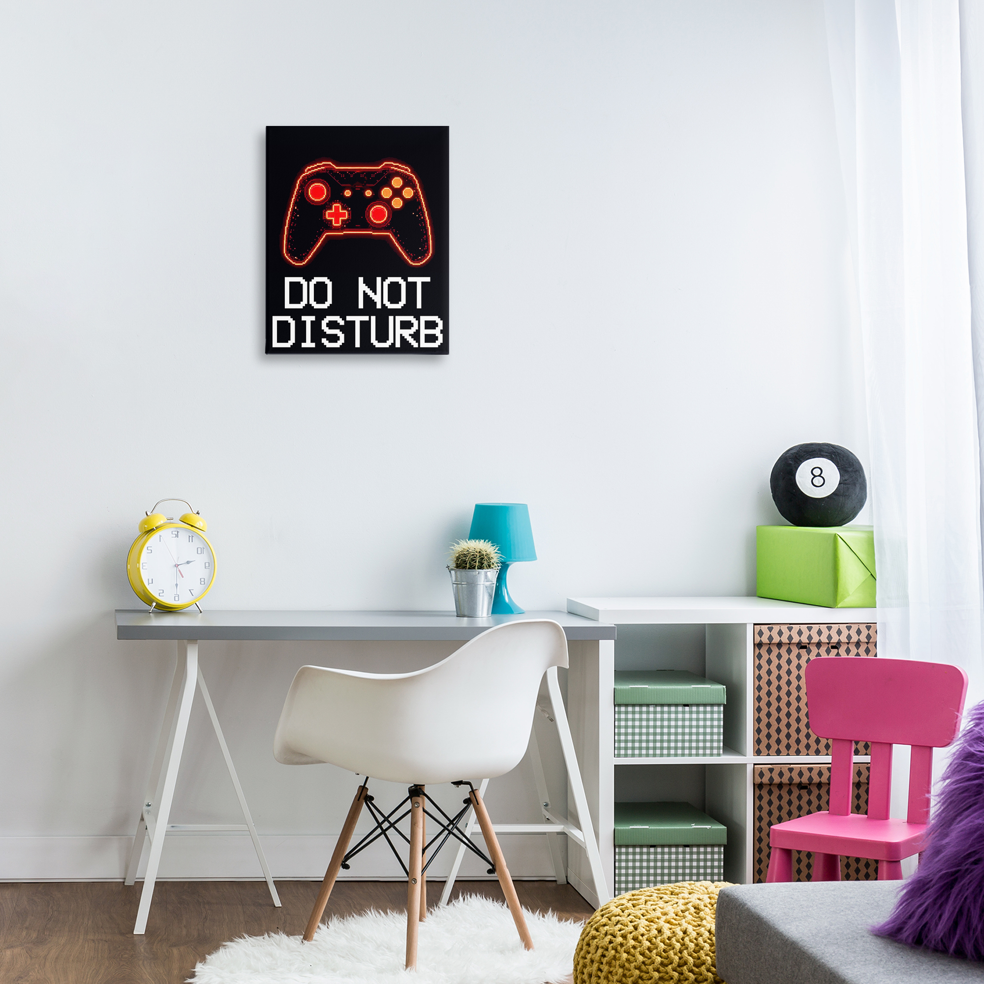 Do Not Disturb Neon Control Canvas Wall Art, design by Kim Allen