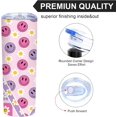 thumbnail image 4 of Cute Gifts for Wowmen Checker Retro Insulated Skinny Tumblers Coffee Mug with Lid Pink Smiley Face V Split Cup 20oz - Reusable Bottle for Hot & Cold Drinks Tea Cup Iced Coffee Travel Mug, 4 of 6