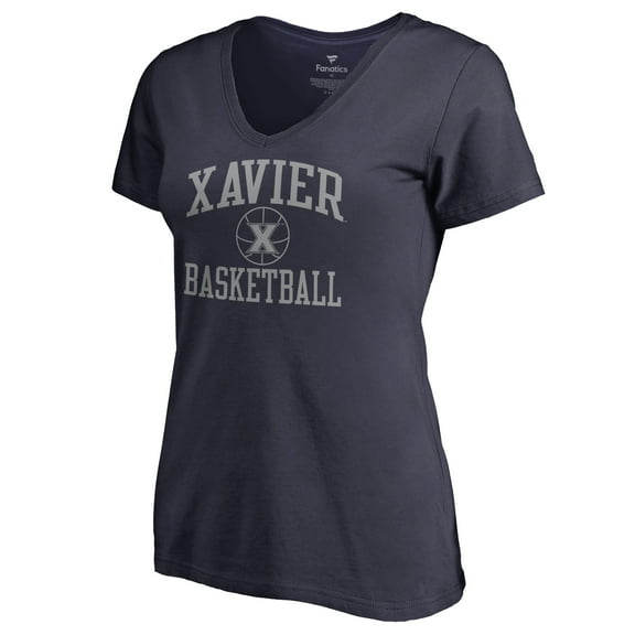 Women's Navy Xavier Musketeers In Bounds V-Neck T-Shirt
