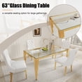 thumbnail image 2 of 65" Rectangular Clear Tempered Glass Dining Table for 4-6 People, Modern Kitchen Table with Irregular Stainless Steel Legs, Dining Table for Dining Room or Living Room, 2 of 7