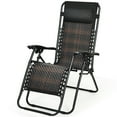 thumbnail image 3 of Gymax Folding Rattan Patio Lounge Chair Recliner w/ Headrest, 3 of 8