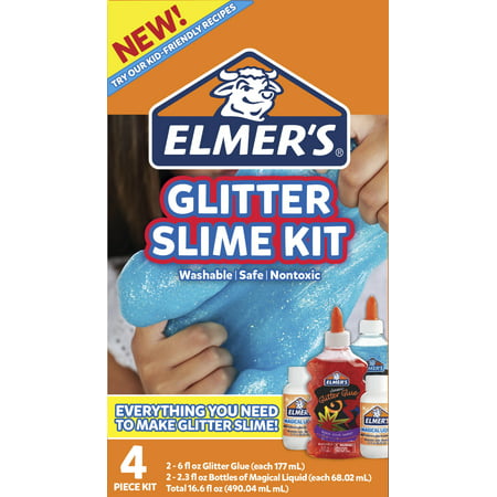 Elmer's Glitter Slime Kit, Liquid Glitter Glue, Assorted Colors, with Glue Slime Activator, 4