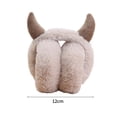 thumbnail image 6 of Eoperou Winter Earmuff Foldable Plush Horn Decoration Solid Color Fluffy Keep Warm Thick Unisex Costume Prop Lady Winter Ear Cover Winter Headdress, 6 of 8