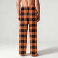 thumbnail image 3 of Fabrcox Plaid Mens Flannel Pajama Pants M-Xxl Xxxl Wide Leg Pj Bottoms with Pockets Winter Warm Elastic Waist Drawstring Sleep Lounge Pants Ginger L, 3 of 6