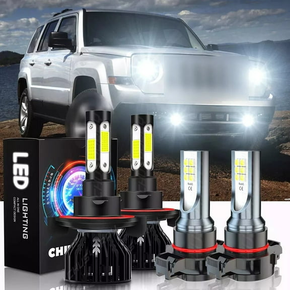 For Jeep Gladiator 2020-2023 4Pcs LED Headlight High Low Beam   Fog Light Bulbs Kit 6000K White