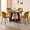 Water-repel Yellow Chairs, variant on 5 Piece 47'' Round Dining Table Chairs Set for 4, Farmhouse Walnut Kitchen Table and Chairs Mid Century Modern Wood Dining Table with 4 Water-Resistant Fabric Dining Chairs, Yellow