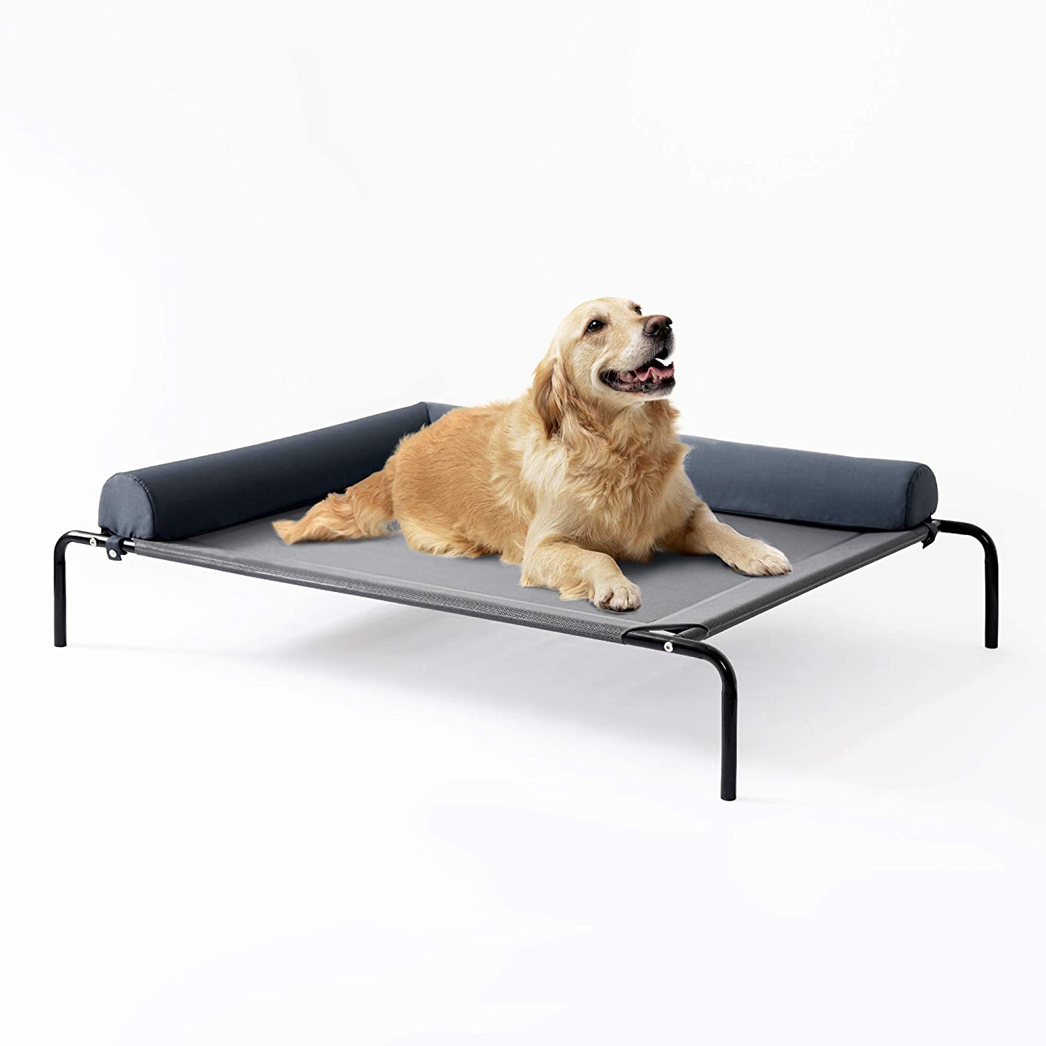 Love S Cabin Bolster Elevated Dog Bed 49in Pet Dog Beds For Extra Large Medium Small Dogs Portable Dog Cot For Camping Or Beach Durable Fall Frame Raised Dog Bed With Breathable