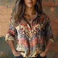 thumbnail image 2 of Women's Tops Tees & Blouses Summer Printed Button Up 7/8 Sleeve Casual Blouse Blouses for Women Dressy Casual, 2 of 4