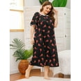 thumbnail image 5 of Loritta Plus Size Nightgowns for Women House Dress Short Sleeve Loungewear Floral Print V-Neck Moomoo Nightgowns Sleepwear XL-5XL, 5 of 6