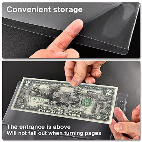 3 Pockets Paper Money Collection Supplies Pages 10 Sheets Money Stamp Page Holders Currency Collecting Book Album Sleeves for Standard 9-Hole Coin Collector Binder 