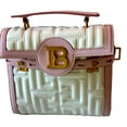 thumbnail image 3 of Balmain B-Buzz 23 Pink White Tote Crossbody Shoulder Bag Quilted Leather, 3 of 6
