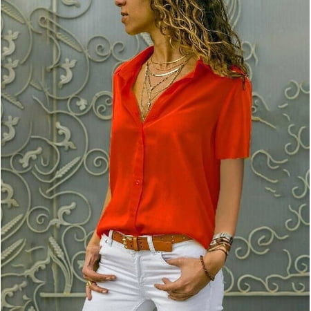 Blusas Mujer Casual Solid Loose Summer Short Sleeve Shirt 2023 Blouses Or Tops Woman Chiffon Chemise Femme Camisa Bluz Offi