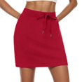 thumbnail image 1 of TZEWGL Womens Solid Linen Mini Golf Skirts Drawcord Low Elastic Waist Shorts A Line Skorts With Pockets For Female size L, 1 of 7