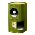 thumbnail image 2 of 2-Story Cat Bed House with Washable Mat, Indoor Cat Condo & Tunnel Hideaway for Multiple Cats, Felt Covered Cat Cave for Cats, Cozy Pet Furniture for Play & Nap, Multi-Level Cat Tree Alternative, 2 of 6