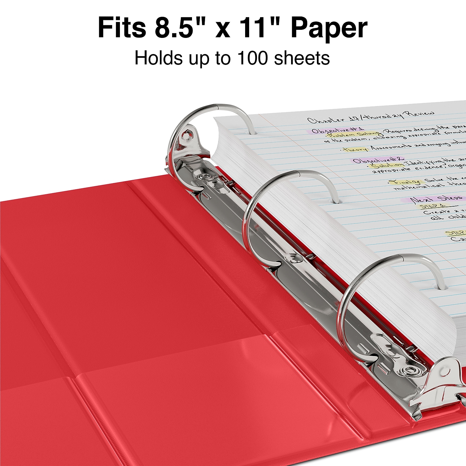 Staples Simply 0.5" 3-Ring Binder, Red photo 2