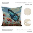 thumbnail image 4 of Blue butterfly flowers Linen toss pillowcase Decoration pillowcase Gift preferred 20x20" Cushion cover 2 set Sofa pillowcase Sofa bedroom living room car, 4 of 8
