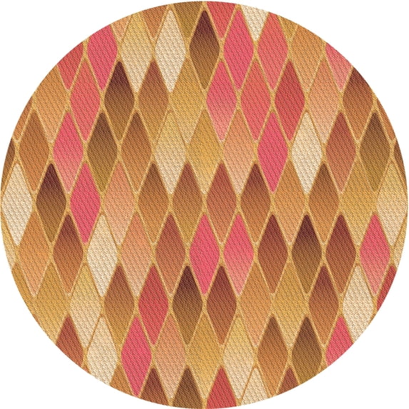 Ahgly Company Machine Washable Indoor Round Transitional Grapefruit Red Area Rugs, 6' Round