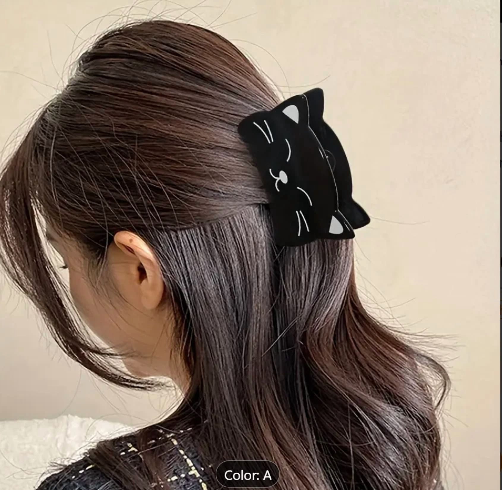 Black Cat Cartoon Hair Clip Non-Slip Strong Durable Sweet Y2K Style Accessory