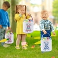 thumbnail image 6 of 2Pcs Easter Bunny Basket Bags for Kids, Sequin Rabbit Pattern Egg Basket Hunt Bags Personalized Canvas Cotton Bucket with Fluffy Tail for Easter Eggs, Candy, Gift, 6 of 7