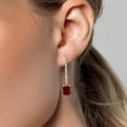 thumbnail image 3 of Gem Stone King 14K Yellow Gold Red Garnet and Lab Grown Diamond Dangle Earrings for Women | 5.58 Cttw | Gemstone January Birthstone | Octagon 9X7MM, 3 of 6