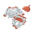thumbnail image 1 of Baby Fall Outfit Set Cartoon Dinosaur Print Long Sleeve Sweatshirt Top Long Pant Hat Spring Clothes, 1 of 7