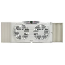 Lasko 13" 3-Speed Electrically Reversible Twin Window Fan with Remote, White, W09550, New