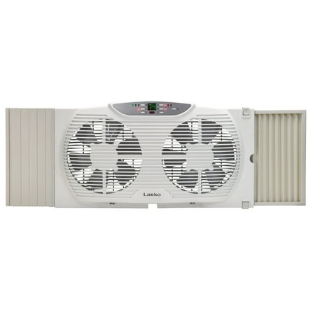 Lasko 13" 3-Speed Electrically Reversible Twin Window Fan with Remote, White, W09550, New